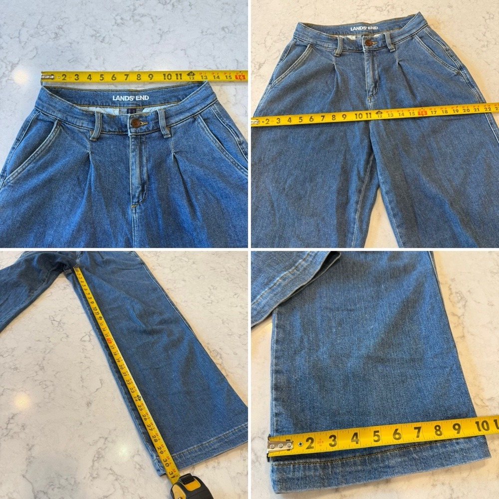 Lands End Pleated Baggy Jeans Denim Baggy 4L Medium Wash - Picture 4 of 4